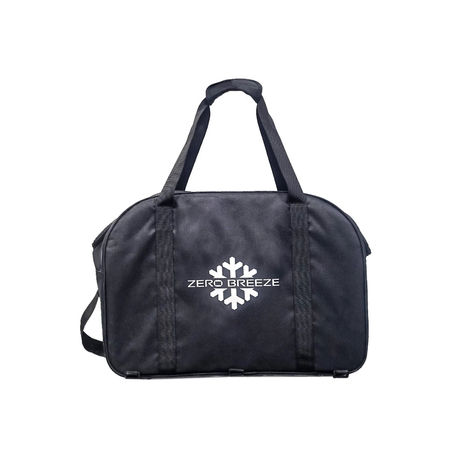 ZERO BREEZE branded black carrying bag designed for transporting the Mark 3 portable air conditioner and accessories.