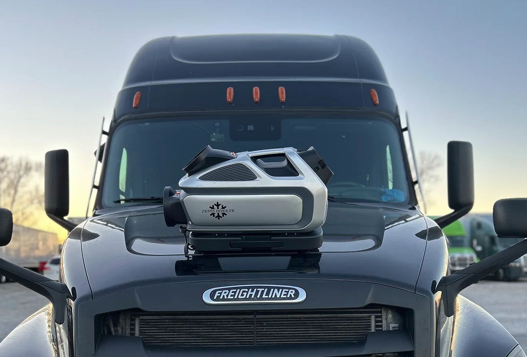Mark 3 is placed on the hood of a Freightliner semi-truck.