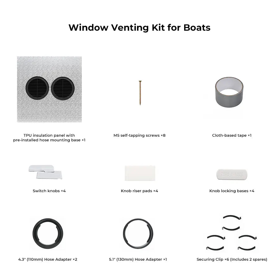ZERO BREEZE Portable AC Window Venting Kit for Boats