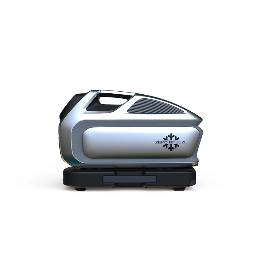 One Mark 3 portable air conditioner is connected to a battery.